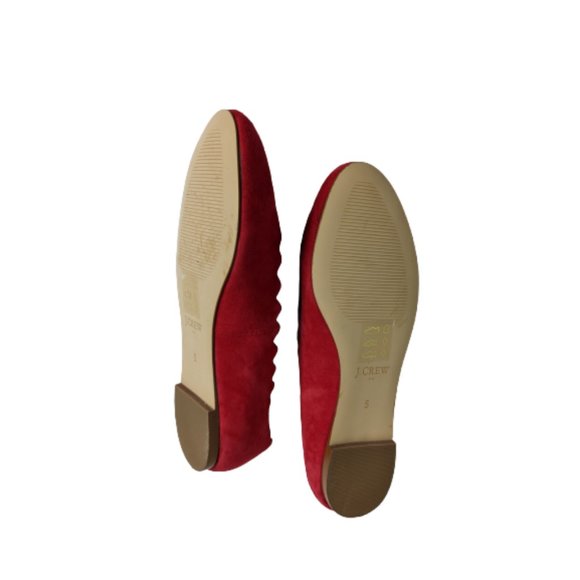 J. Crew Factory Dark Poppy Suede Scalloped Flats 5 - Picture 9 of 10